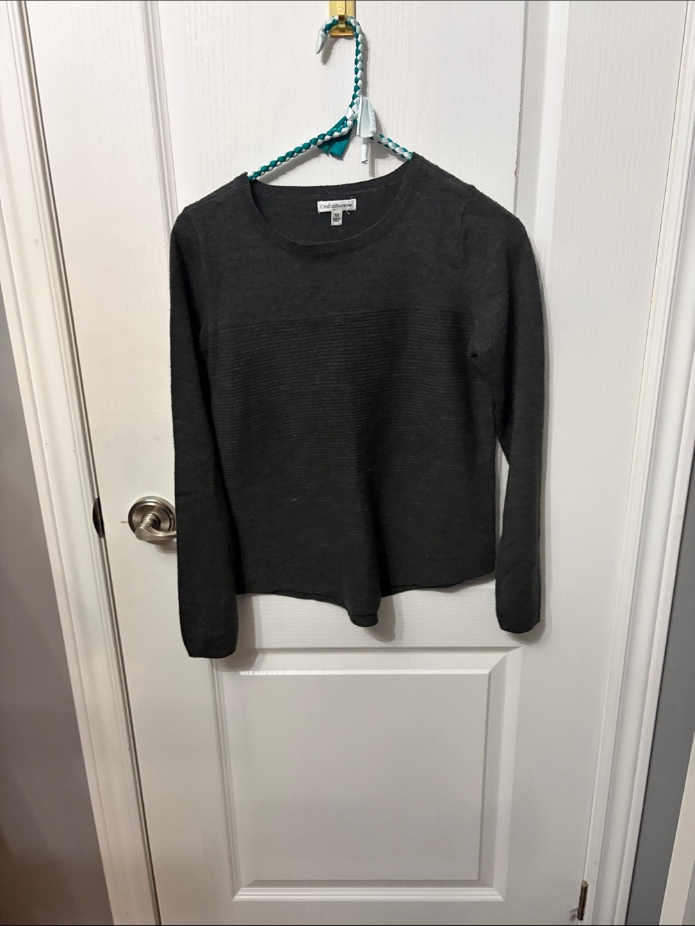 croft & barrow Charcoal Ribbed Crewneck Sweater - Women's